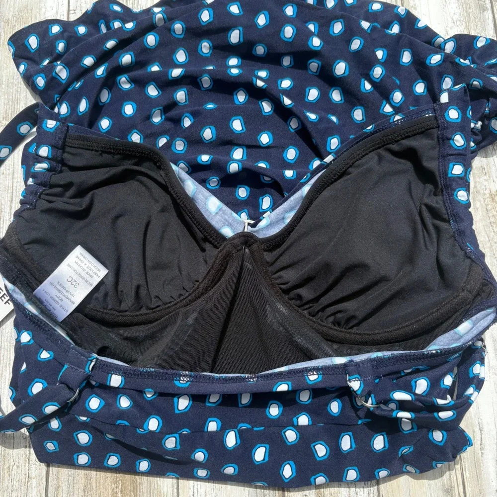 Coco Reef Swimdress 32C Navy Blue NWT Ruched Underwire Ruffle Swimsuit Slimming - Picture 10 of 14